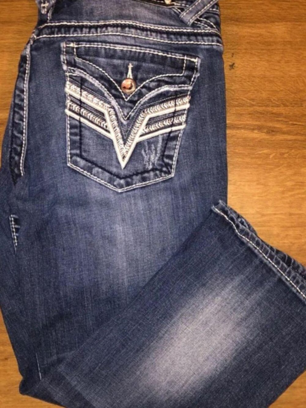 Vigoss Women's Blue and Navy Jean capris bling